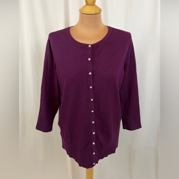 Premise Studio Plum Purple Cardigan Sweater Size 0X - Picture 1 of 9